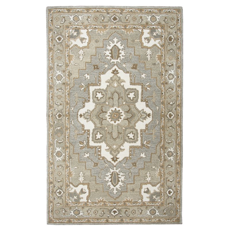 Alora Decor Makalu 5' x 8' Oriental Medallion Gray/Natural Hand-Tufted Area Rug