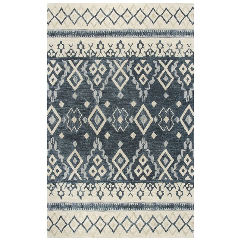 Alora Decor Lavine 8' x 10' Tribal Motif Natural/Gray/Dk Blue/Blue Area Rug