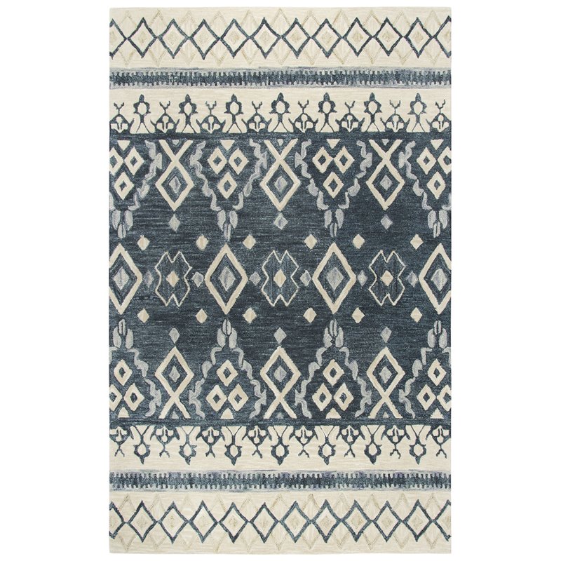 Alora Decor Lavine 5' x 8' Tribal Motif Natural/Gray/Dk Blue/Blue Area Rug