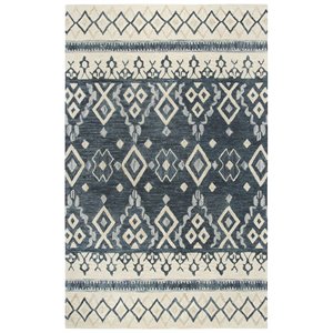 Alora Decor Lavine 5' x 8' Tribal Motif Natural/Gray/Dk Blue/Blue Area Rug