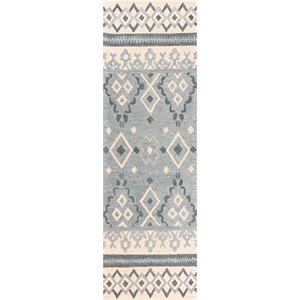 Alora Decor Lavine 2'6&quot x 8' Tribal Motif Natural/Gray/Dk Gray Area Rug