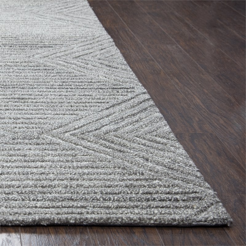 Alora Decor Makalu 8' x 10' Geometric/Solid Gray/Natural Hand-Tufted Area Rug