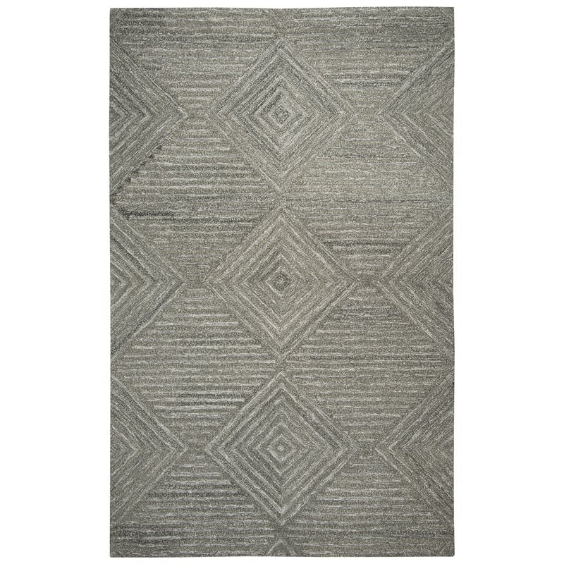 Alora Decor Makalu 8' x 10' Geometric/Solid Gray/Natural Hand-Tufted Area Rug