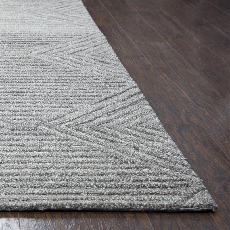 Alora Decor Makalu 3' x 5' Geometric/Solid Gray/Natural Hand-Tufted Area Rug