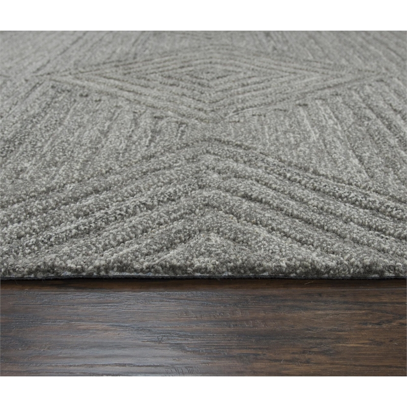 Alora Decor Makalu 3' x 5' Geometric/Solid Gray/Natural Hand-Tufted Area Rug