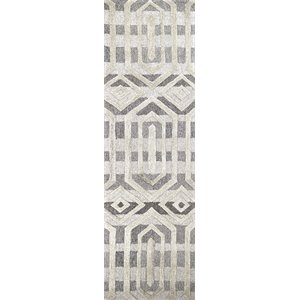 Alora Decor Makalu 2'6&quot x 8' Geometric Gray/Natural Hand-Tufted Area Rug