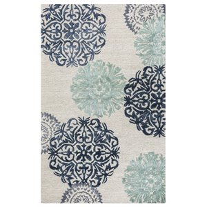 alora decor milan 3' x 5' medallion navy/gray/rust/blue hand-tufted area rug