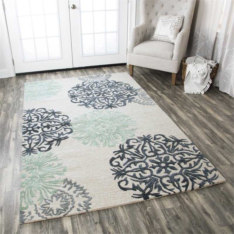 Alora Decor Milan 5' x 8' Medallion Navy/Gray/Rust/Blue Hand-Tufted Area Rug