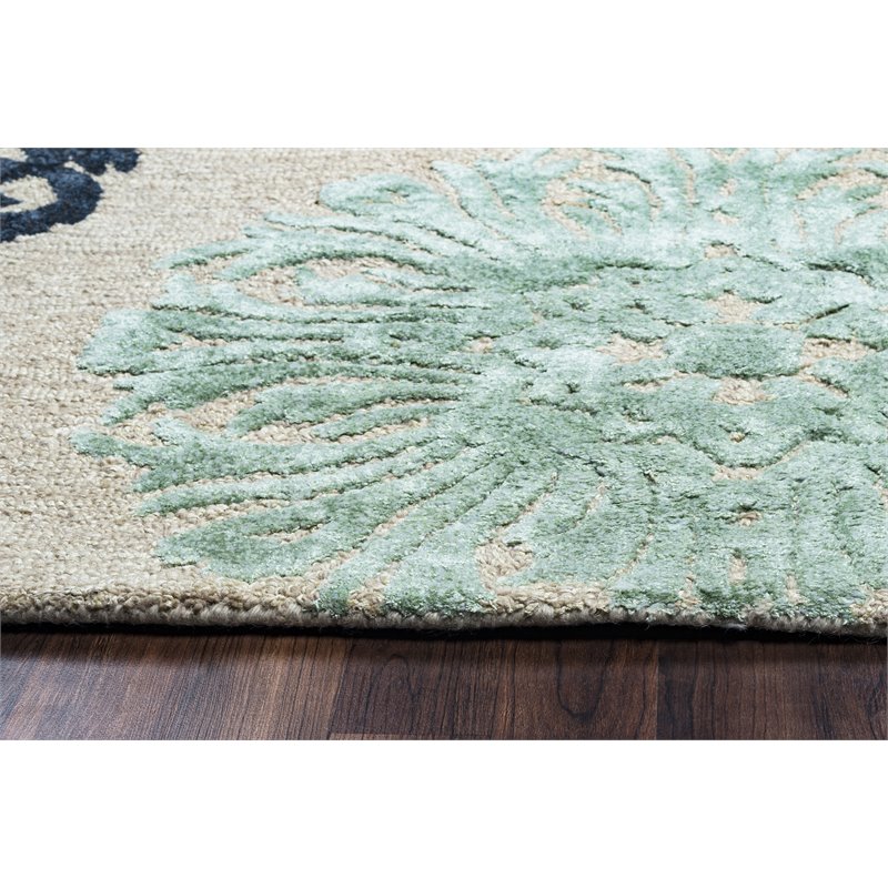 Alora Decor Milan 5' x 8' Medallion Navy/Gray/Rust/Blue Hand-Tufted Area Rug