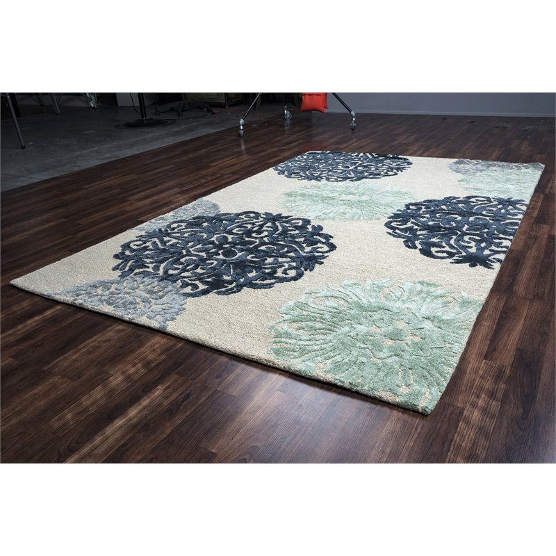Alora Decor Milan 5' x 8' Medallion Navy/Gray/Rust/Blue Hand-Tufted Area Rug