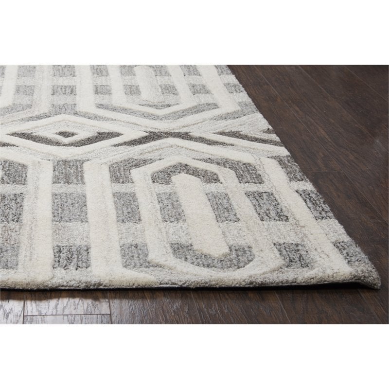 Alora Decor Makalu 5' x 8' Geometric Gray/Natural Hand-Tufted Area Rug