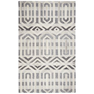 alora decor makalu 3' x 5' geometric gray/natural hand-tufted area rug