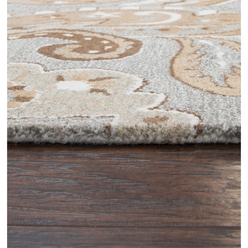 Alora Decor Makalu 8' x 10' Paisley Gray/Natural Hand-Tufted Area Rug