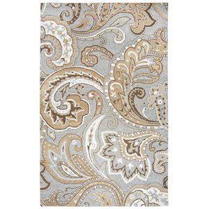 alora decor makalu 5' x 8' paisley gray/natural hand-tufted area rug