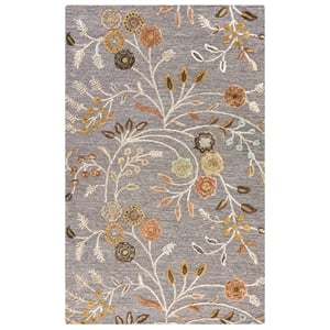 alora decor milan 8' x 10' floral grey/gray/rust/blue hand-tufted area rug