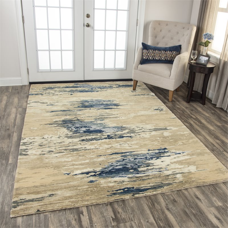 Alora Decor Noble 8' x 10' Abstract Beige/Gray/Gray/Rust/Blue Hand Knot Area Rug