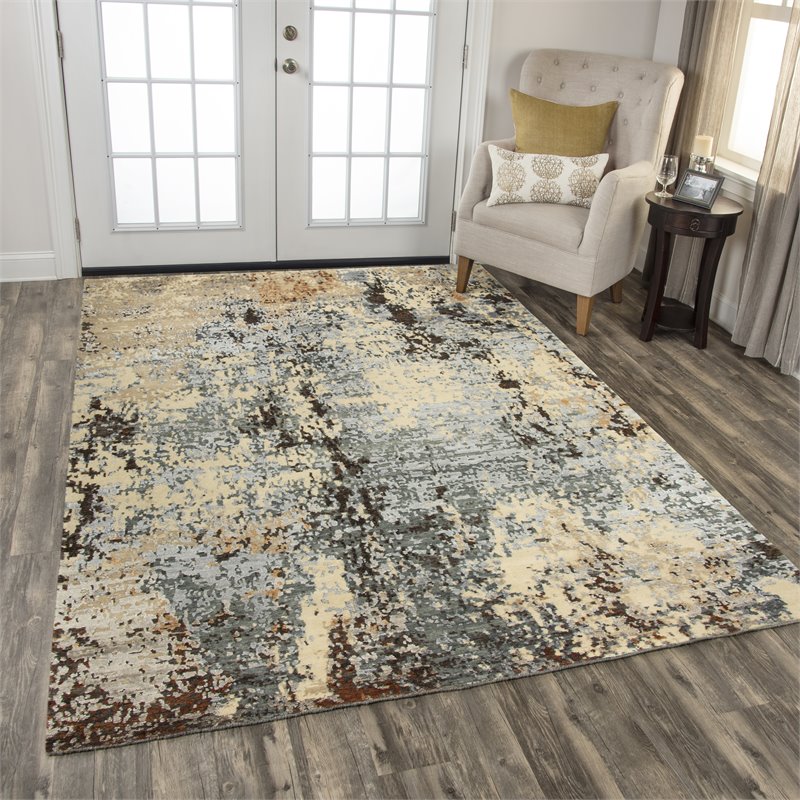 Alora Decor Noble 8' x 10' Abstract Beige/Gray/Gray/Rust/Blue Hand Knot Area Rug