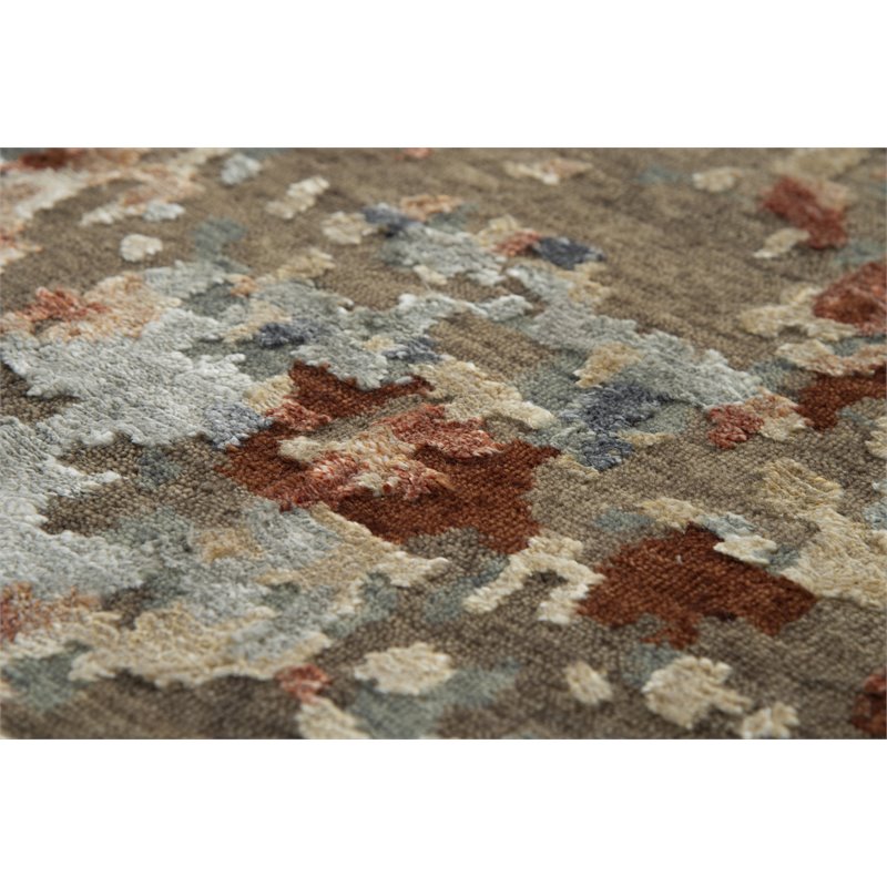 Alora Decor Noble 8' x 10' Abstract Brown/Gray/Gray/Rust/Blue Hand Knot Area Rug