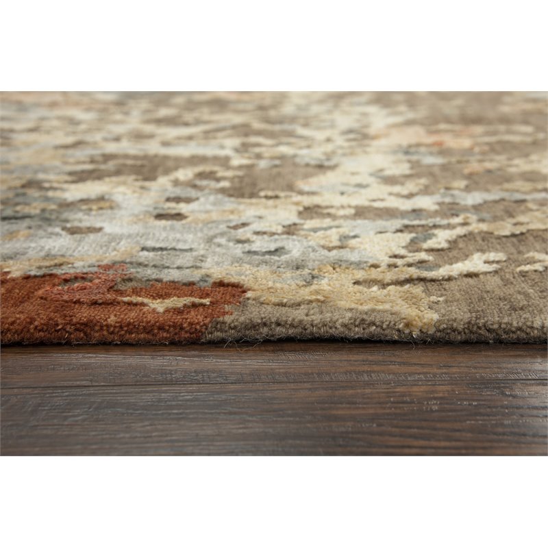 Alora Decor Noble 8' x 10' Abstract Brown/Gray/Gray/Rust/Blue Hand Knot Area Rug