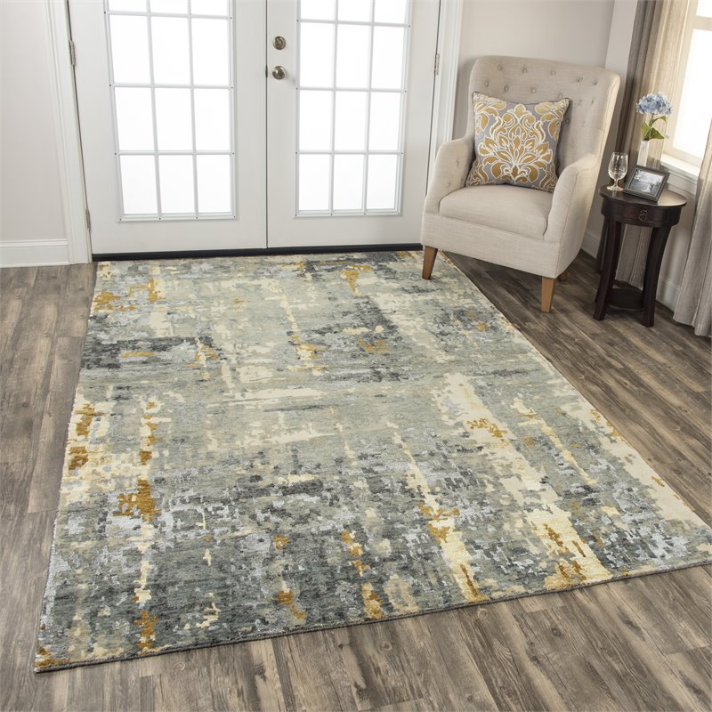 Alora Decor Noble 8' x 10' Abstract Gray/Beige/Gray/Rust/Blue Hand Knot Area Rug