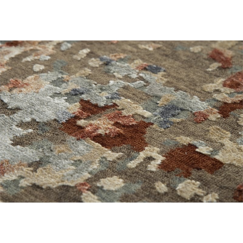 Alora Decor Noble 9' x 12' Abstract Brown/Gray/Gray/Rust/Blue Hand Knot Area Rug