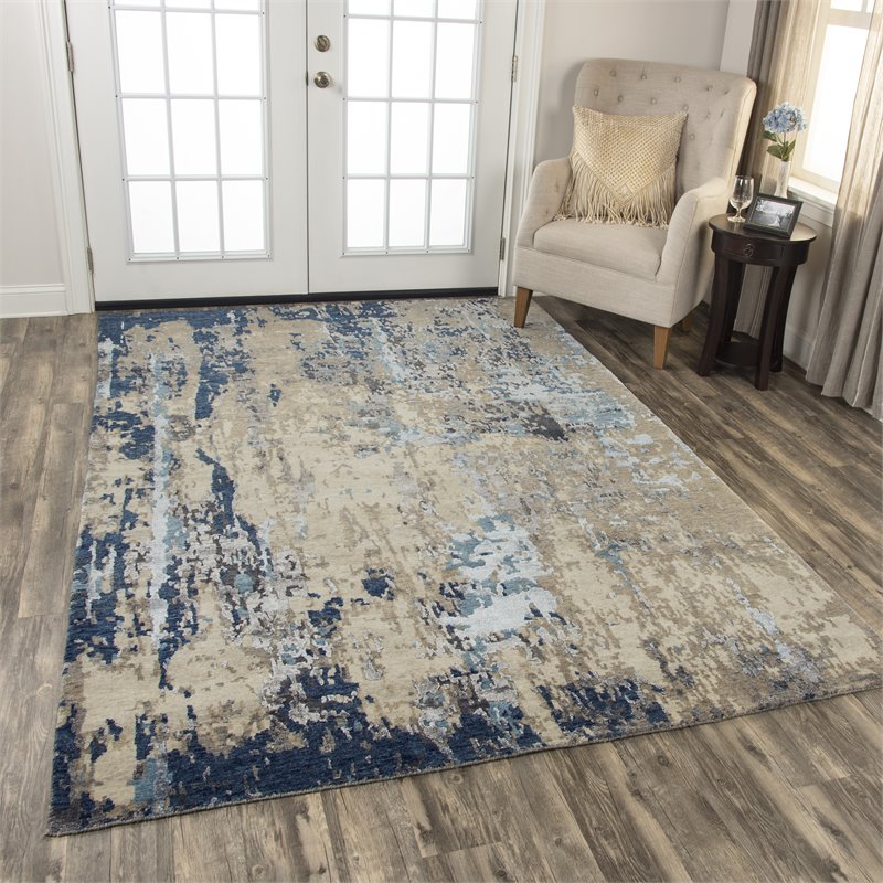 Alora Decor Noble 6' x 9' Abstract Beige/Gray/Gray/Rust/Blue Hand Knot Area Rug
