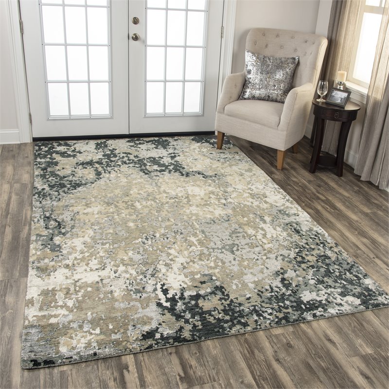 Alora Decor Noble 6' x 9' Abstract Beige/Gray/Gray/Rust/Blue Hand Knot Area Rug