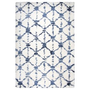Alora Decor Midnight 7'10&quot x 10'6&quot Geometric Ivory/Blue Power-Loomed Area Rug