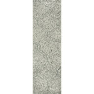 Alora Decor London 2'6&quot x 8' Trellis Green/Gray/Rust/Blue Hand-Tufted Area Rug