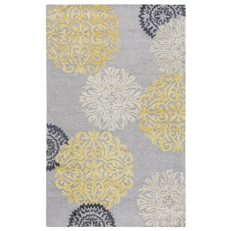 Alora Decor Milan 5' x 8' Medallion yellow/Gray/Rust/Blue Hand-Tufted Area Rug
