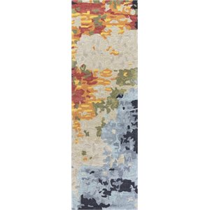 Alora Decor Lapis 2'6&quot x 8' Tan/Gray/Black/Orange/Red/Gold/Aqua Hand-Tufted Rug