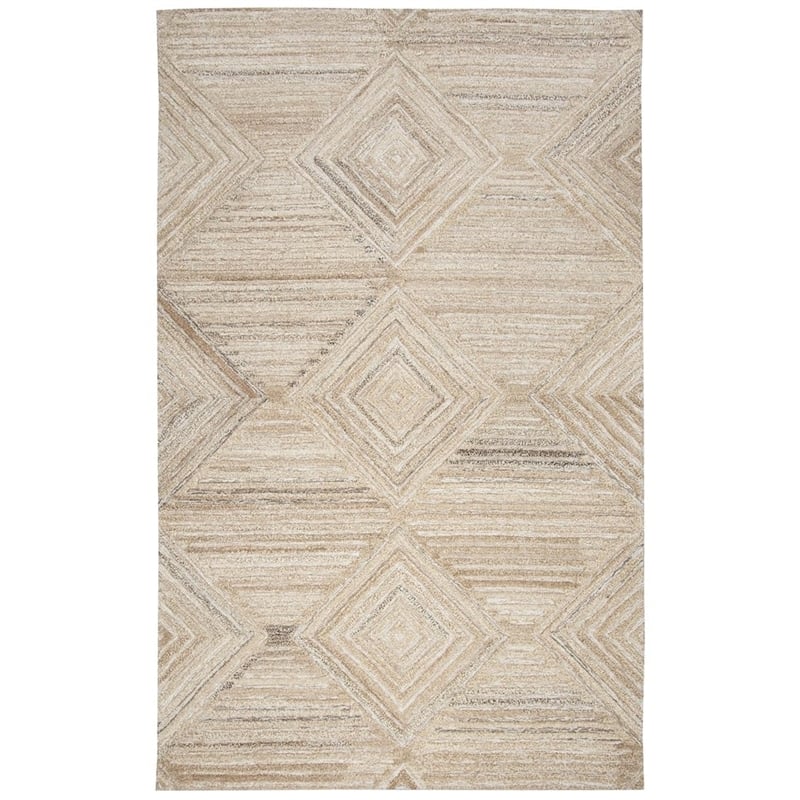 Alora Decor Makalu 8' x 10' Geometric/Solid Tan/Natural Hand-Tufted Area Rug