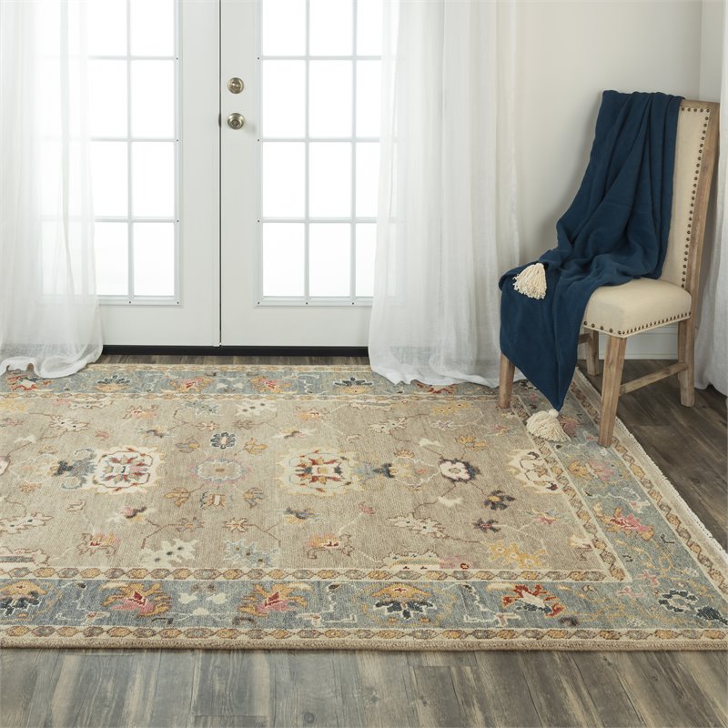 Alora Decor Muse 6' x 9' Abstract Tan/Gray/Brown/Blue/Gray Hand Knotted Area Rug