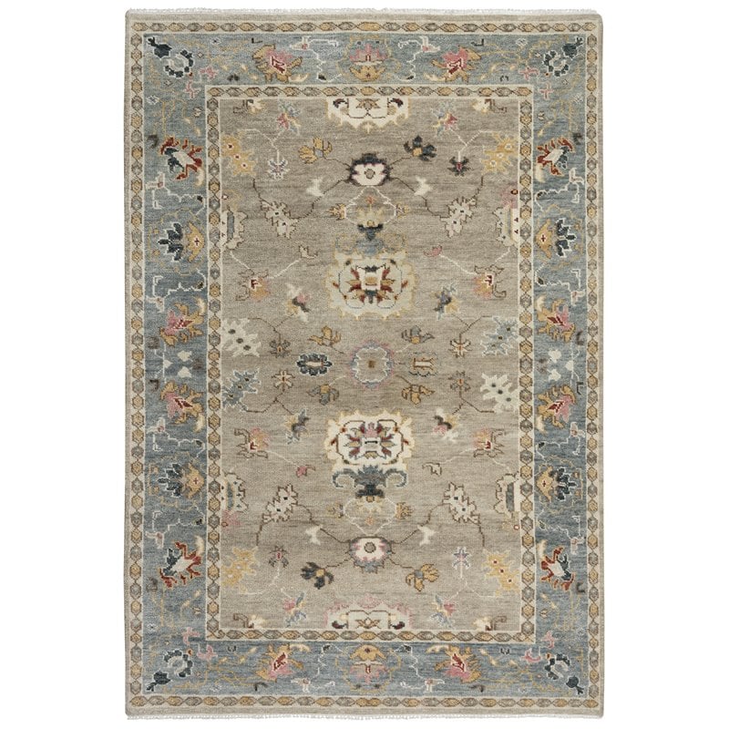 Alora Decor Muse 6' x 9' Abstract Tan/Gray/Brown/Blue/Gray Hand Knotted Area Rug