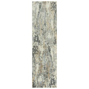Alora Decor Radiant 2'6&quot x 10' Abstract Beige/Ivory/Gray Hybrid Area Rug
