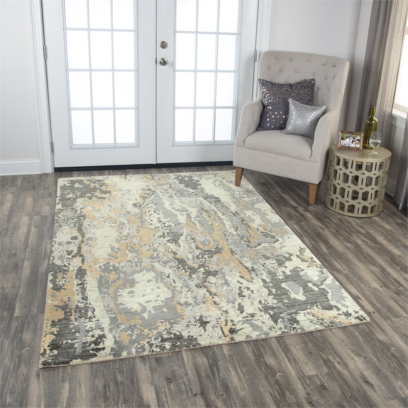 Alora Decor Radiant 10' x 13' Abstract Beige/Ivory/Gray Hybrid Area Rug