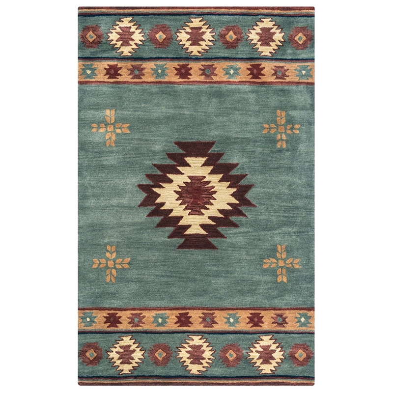 Alora Decor Ryder 3' x 5' Tribal Gray Blue/Rust/Burgundy/Tan/Khaki Area Rug