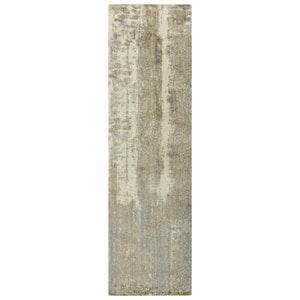 Alora Decor Radiant 2'6&quot x 8' Abstract Beige/Ivory/Gray Hybrid Area Rug