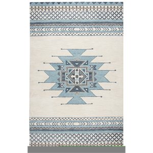 alora decor ryder 5' x 8' southwest/tribal blue/ivory hand-tufted area rug