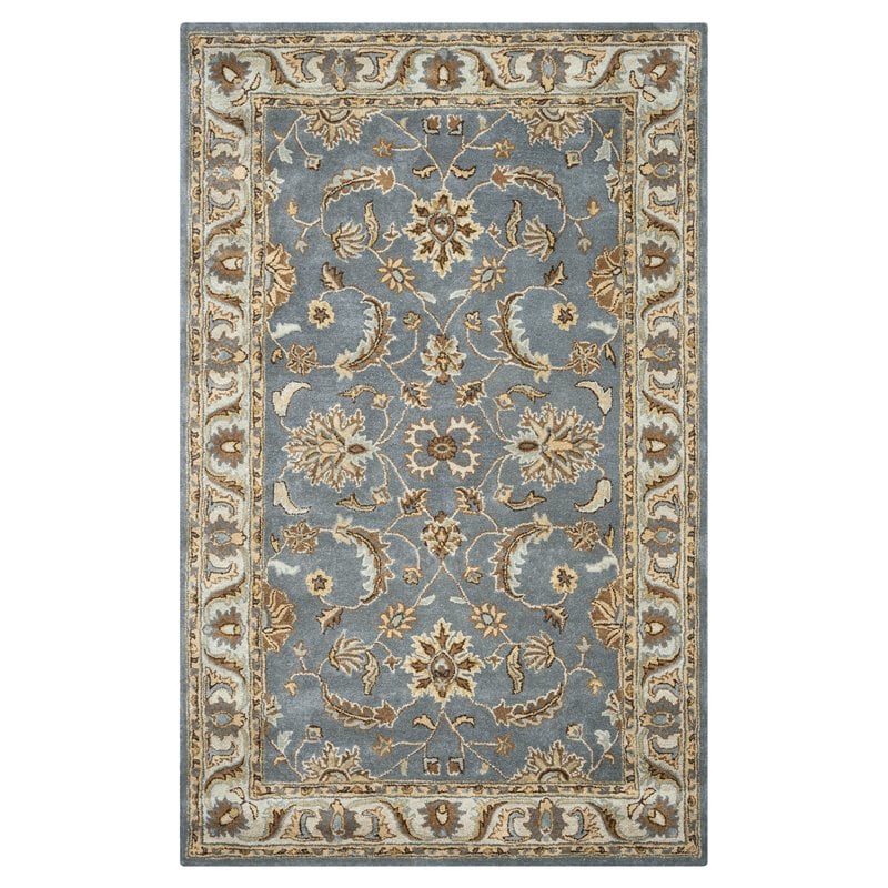 Alora Decor Sareena 5' x 8' Border Gray/Blue/Brown/Tan/Blue/Lt. Teal Area Rug