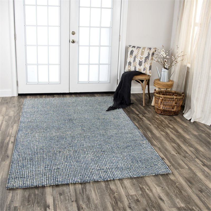 Alora Decor Storm 3' x 5' Tweed Blue/Beige Hand-Tufted Area Rug