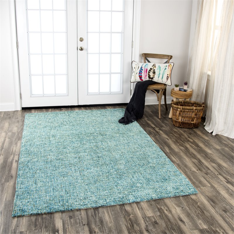 Alora Decor Storm 3' x 5' Tweed Teal/Beige Hand-Tufted Area Rug