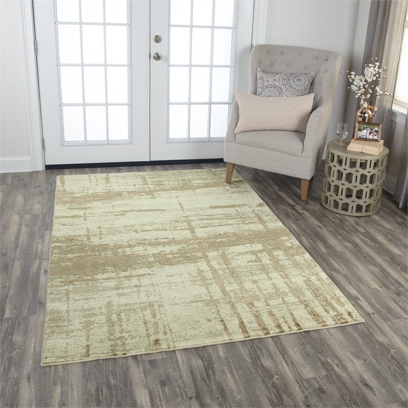 Alora Decor Radiant 9' x 12' Abstract Beige/Ivory/Tan Hybrid Area Rug