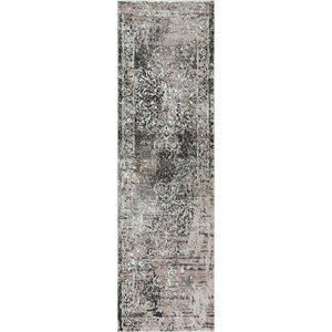 Alora Decor Swagger 2'3&quot x 7'7&quot Scroll work Distress Taupe/Gray Area Rug