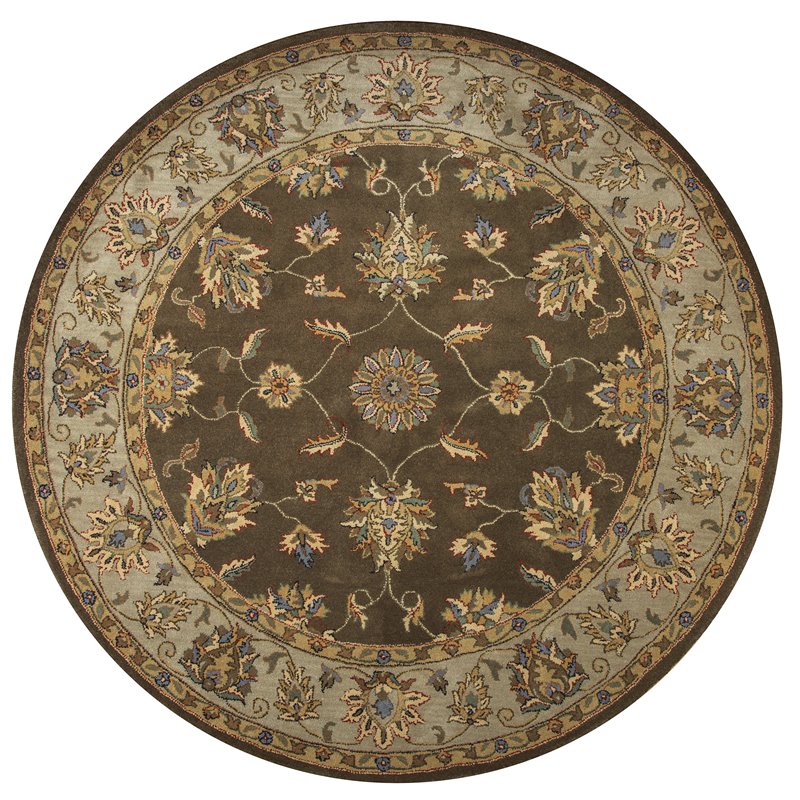 Alora Decor Sareena 8' Round Border Brown/Dk Taupe/Sage/Blue/Rust/Tan Area Rug