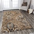 Alora Decor Sareena 8' Round Ornamental Brown/Dk Brown/Blue/Khaki/Tan Area Rug