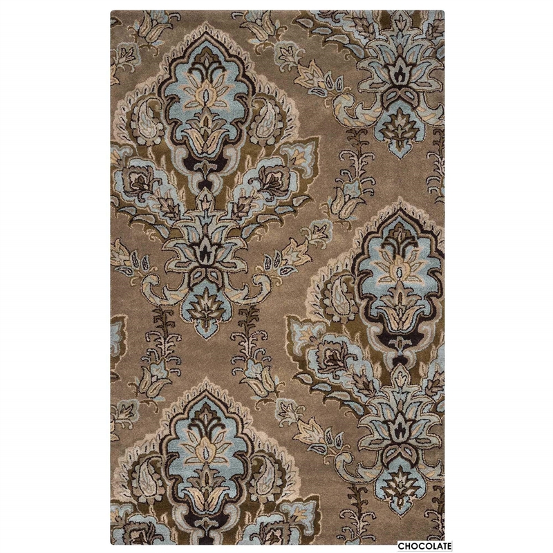 Alora Decor Sareena 8' Round Ornamental Brown/Dk Brown/Blue/Khaki/Tan Area Rug