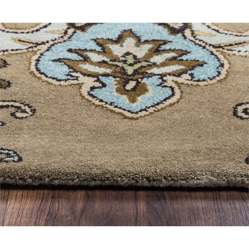 Alora Decor Sareena 3' x 5' Ornamental Brown/Dk Brown/Blue/Khaki/Tan Area Rug