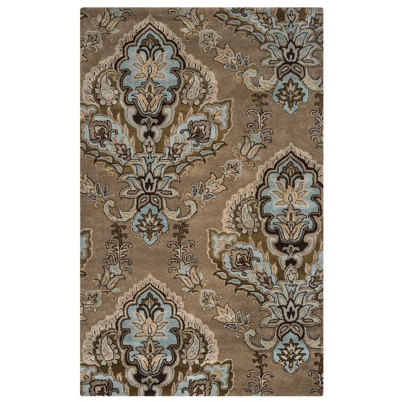 Alora Decor Sareena 3' x 5' Ornamental Brown/Dk Brown/Blue/Khaki/Tan Area Rug