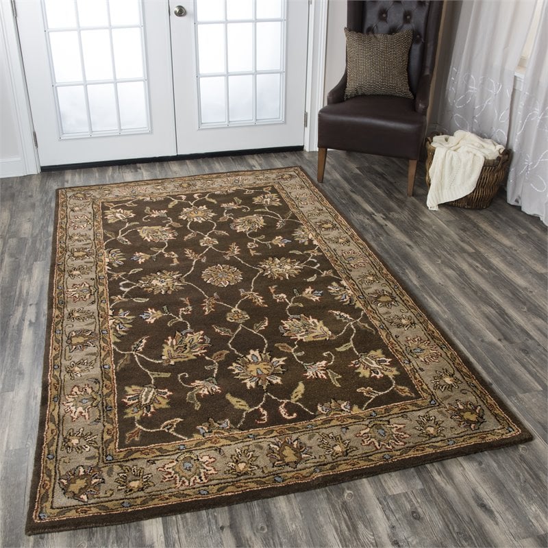 Alora Decor Sareena 5' x 8' Border Brown/Dk Taupe/Sage/Blue/Rust/Tan Area Rug